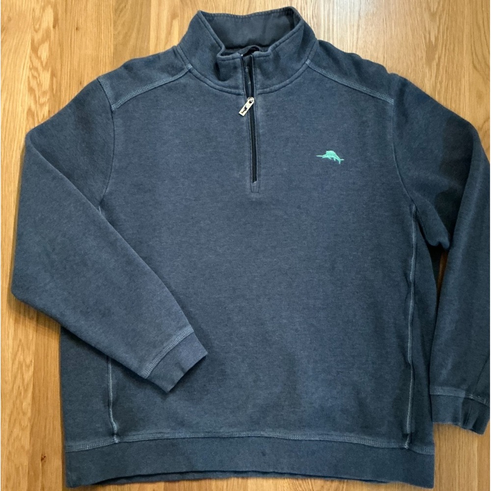 Tommy Bahama Men's‎ 1/4 Zip Sweatshirt Blue Logo Pullover Size L